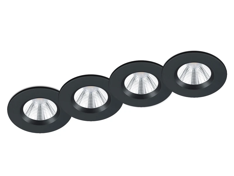 Trio Leuchten Runder LED Deckeneinbaustrahler 4er Set Dimmbar In Schwarz, IP65 2 Trio Leuchten Runder LED Deckeneinbaustrahler 4er Set Dimmbar In Schwarz, IP65 – Bild 2