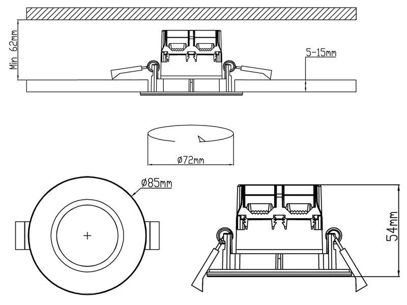 Trio Leuchten Runder LED Einbaustrahler Decke 4er Set Dimmbar In Silber Chrom, IP65 4 Trio Leuchten Runder LED Einbaustrahler Decke 4er Set Dimmbar In Silber Chrom, IP65 – Bild 4
