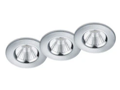 Trio Leuchten Runder LED Einbaustrahler ZAGROS 3er Set Dimmbar In Silber Chrom, IP65