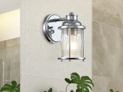 KICHLER Wandlaterne ASHLAND BAY In Chrom Für Badezimmer & Wohnraum, Höhe 21cm