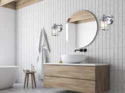 KICHLER Wandlaterne ASHLAND BAY In Chrom Für Badezimmer & Wohnraum, Höhe 21cm -Licht Verkoop wandlaterne ashland bay in chrom fuer badezimmer w 3